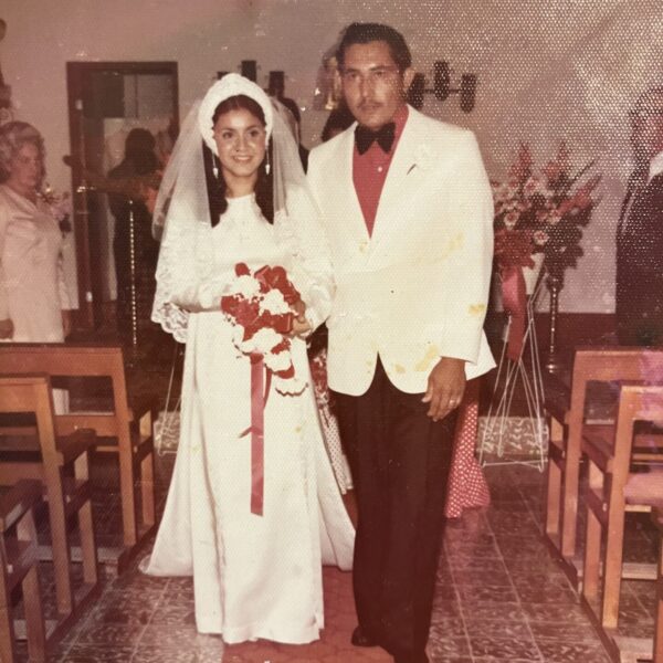 Raúl and Luisa on their wedding day